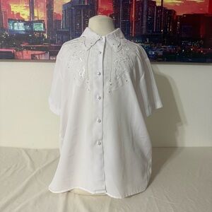 White Embroidered Button Down Shirt